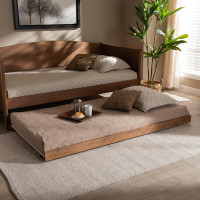 Baxton Studio MG0016-24-Ash Walnut-Trundle Veles Modern and Contemporary Ash Walnut Finished Twin Size Trundle Bed